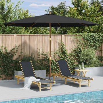 vidaXL Parasol met houten paal 350 cm antraciet, Verzenden
