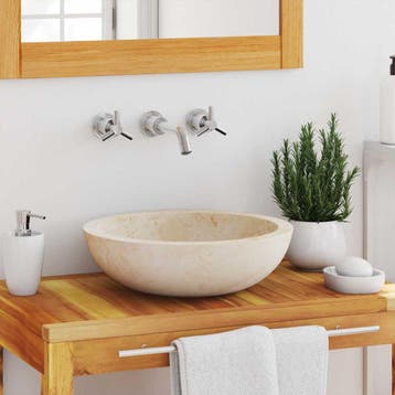vidaXL Gootsteen 40x12 cm marmer crème, Doe-het-zelf en Bouw, Verzenden, Nieuw