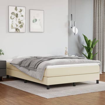 vidaXL Boxspring met matras kunstleer crèmekleurig 140x200, Verzenden
