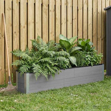 vidaXL Verhoogde plantenbak Grijs 200 x 30 x 36 cm WPC en, Verzenden
