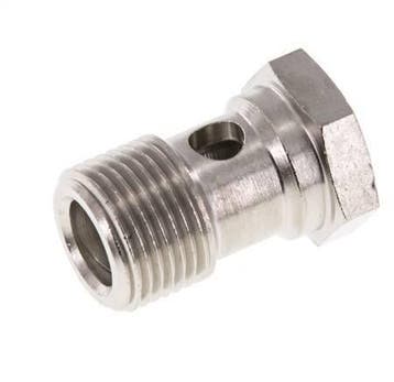 Boulon banjo 1 voie en laiton nickelé avec filetage mâle, Verzenden