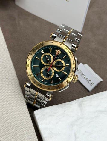 Versace - Aion Chronograph Date Gold/Green - VE6CA05 23 -, Nieuw