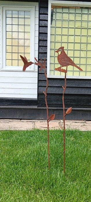 Windvaan (2) - Smeedijzer - Tuinstokken-ijzer - vogel, Antiquités & Art, Curiosités & Brocante