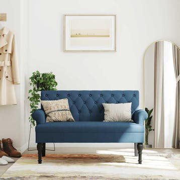 vidaXL Bankje met rugleuning 120x62x75,5 cm stof blauw, Verzenden, Nieuw