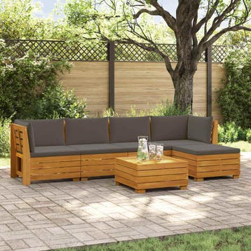 vidaXL 6 st Buiten bank set Massief Acacia Hout Bruin, Verzenden, Nieuw