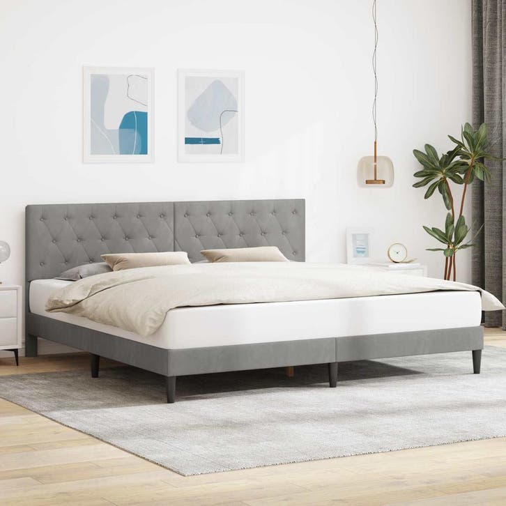 vidaXL Bedframe met hoofdeinde Lichtgrijs 180 x 200 cm, Maison & Meubles, Chambre à coucher | Lits, Envoi