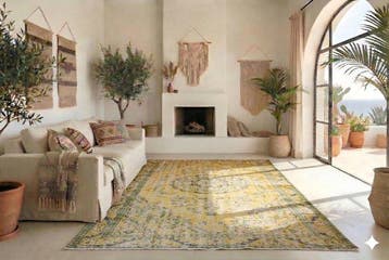 Geel vintage - Vloerkleed - 280 cm - 165 cm - met, Huis en Inrichting, Nieuw