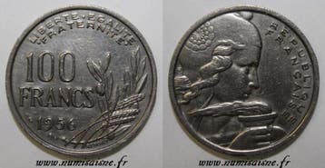 France Frankreich Km 919 100 Francs 1956 Rouen Typ Cochet, Verzenden, België