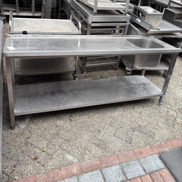 RVS Wastafel 201x60x83cm (B x D  x H) Wordt schoongemaakt vo, Ophalen of Verzenden