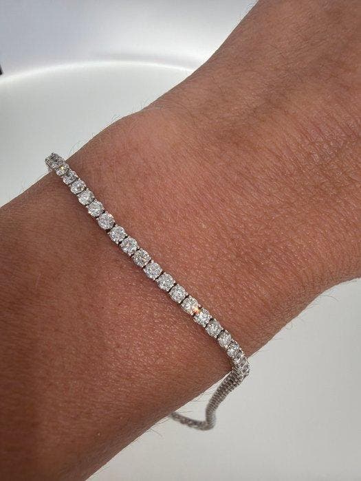 Zonder minimumprijs - Armband - 14 karaat Witgoud - 3.88ct., Bijoux, Sacs & Beauté, Bracelets
