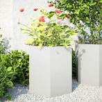 vidaXL Plantenbakken 2 st zeshoek 46x40x45 cm staal wit, Verzenden