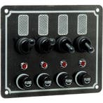 Schakelpaneel Boot 12V met 4 Schakelaars 125x100mm, Ophalen of Verzenden, Nieuw