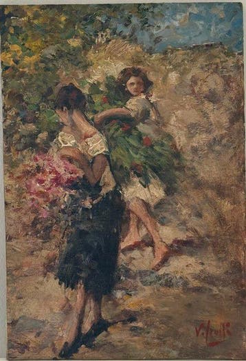 Vincenzo Irolli (1860-1949), Attr. - La Raccolta dei Fiori, Antiek en Kunst