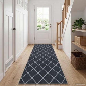 vidaXL Tapijt Runner ORIZ 1150 gsm Zwart gaaspatroon, Verzenden, Nieuw