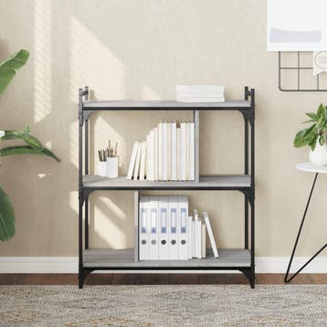 vidaXL Boekenkast 3-laags 76x32x88 cm bewerkt hout grijs, Huis en Inrichting, Verzenden, Nieuw