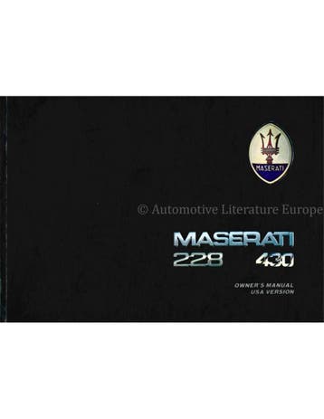 1988 MASERATI 228 | 430 INSTRUCTIEBOEK ENGELS (USA)