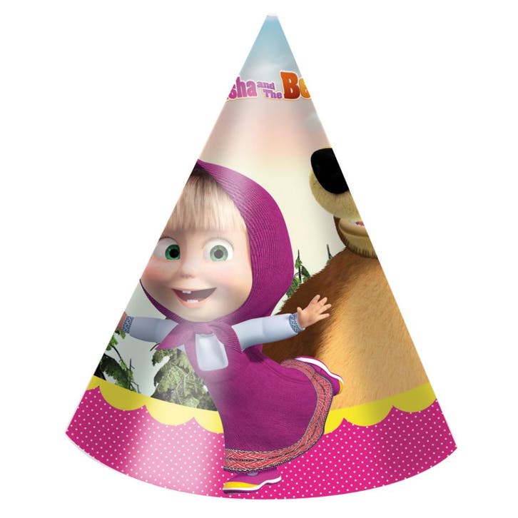 Masha En De Beer Feesthoedjes 6st, Hobby en Vrije tijd, Feestartikelen, Nieuw, Verzenden