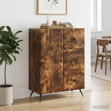 vidaXL Dressoir Gerookt eiken 66 x 34,5 x 90 cm Bewerkt hout, Verzenden