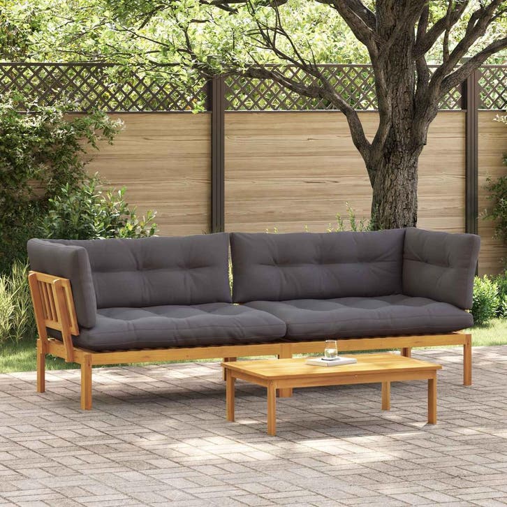 vidaXL Tuinpallet Sofa Eenheden 2 Stuk Natuurlijk en, Tuin en Terras, Tuinsets en Loungesets, Nieuw, Verzenden