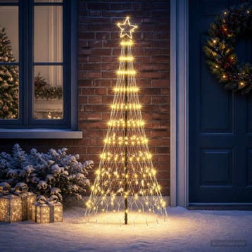 vidaXL LED kerstboom EKENAS 180 cm 230 LEDs Warmwit IJzer, Verzenden, Nieuw
