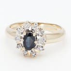 Bague - 14 carats Or jaune Saphir - Diamant, Bijoux, Sacs & Beauté