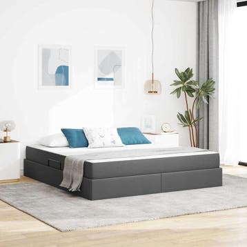 vidaXL Opbergbed met matras Donkergrijs 180 x 200 cm, Verzenden