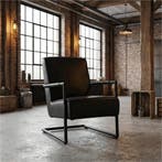 Leren fauteuil Lodge, Industrieel, Modern, Scandinavisch, Nieuw, Ophalen of Verzenden, 50 tot 75 cm