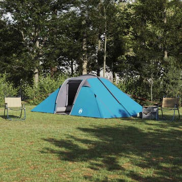vidaXL Tunnel tent 4-persoons Blauw taft Waterdicht, Verzenden