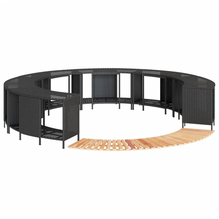 vidaXL Hottub-ombouw poly rattan en massief acaciahout zwart, Tuin en Terras, Zwembaden, Nieuw, Verzenden
