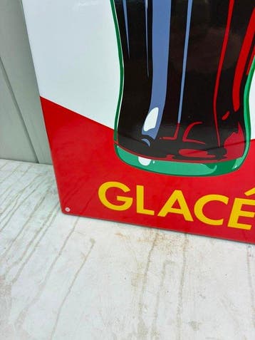 Coca-Cola “Buvez Glacé” – Groot Emaille Reclamebord – Fles -