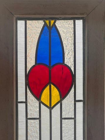Art Deco Glas-in-loodraam - Floral Design - Netherlands -, Antiek en Kunst