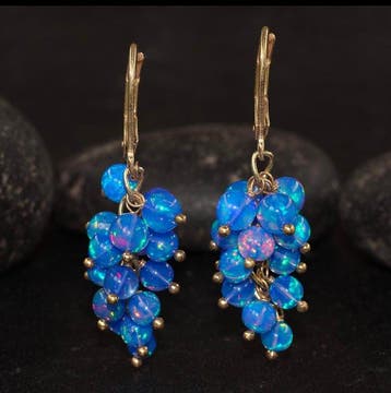 Zilver - Oorbellen - Bunch of Opals oorbel