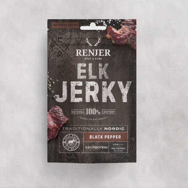 Elk Jerky Black Pepper 25gr. - Renjer Snacks, Divers, Produits alimentaires, Envoi