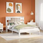 vidaXL Bed met boekenkast zonder matras grenenhout wit, Verzenden, Nieuw