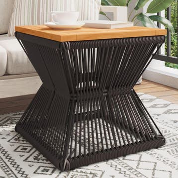 vidaXL Salontafel met draad 38x38x38 cm massief acaciahout, Verzenden, Nieuw