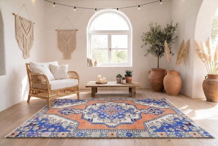 Vintage Usak - Vloerkleed - 215 cm - 135 cm - met, Maison & Meubles, Ameublement | Tapis & Moquettes