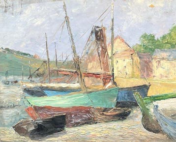 Franse school (XX) - Barques de pêche au port (Vendu sans