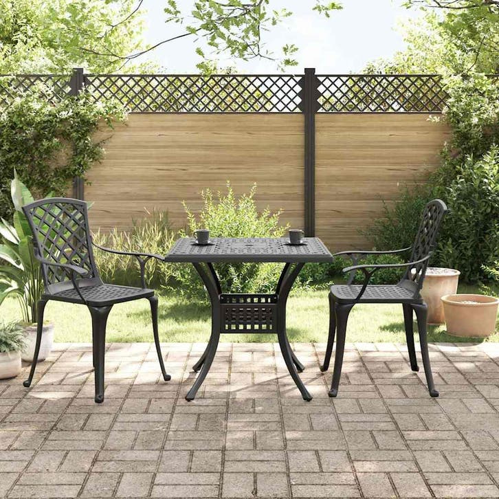 vidaXL 3-delige Bistroset gietaluminium zwart, Tuin en Terras, Tuinsets en Loungesets, Nieuw, Verzenden