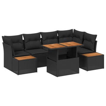 vidaXL Tuinbank Set 10 st Zwart Poly rattan, Verzenden