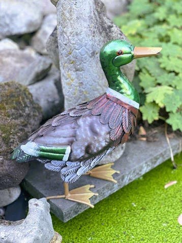 Sculpture, Decoratieve eend - 31.5 cm - Fer