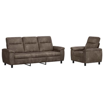 vidaXL bank / zetelstel 2 pcs Donkergrijs Kunst Suède Leer, Huis en Inrichting, Verzenden, Nieuw