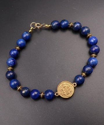 Lapis lazuli - Exorcisme armband – Sint-Benoîtkruis -