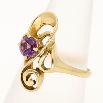 Bague - 18 carats Or jaune - améthyste