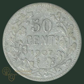 Belgique. Léopold II. 50 Centimes, 1 & 2 Francs 1907 t/m, Postzegels en Munten