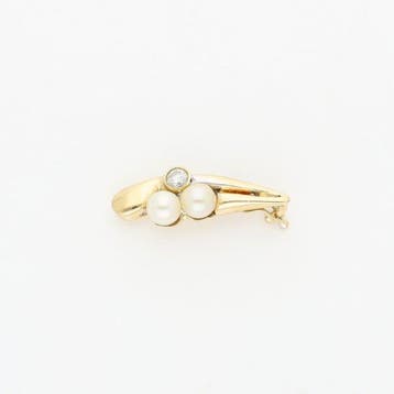 Hanger - 14 karaat Geel goud - Diamant - Parel, Handtassen en Accessoires