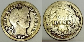 Etats-unis Vereinigte Staaten Km 113 1 Dime 1898 O Barber, Postzegels en Munten, Munten | Amerika, Verzenden