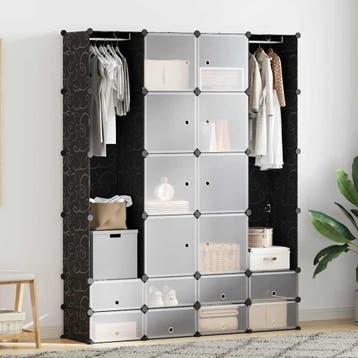 vidaXL Kast modulair met 18 vakken 37x146x180,5 cm zwart en, Huis en Inrichting, Kasten | Kleerkasten, Verzenden, Nieuw