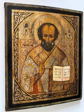 Icoon - Nikolaas de Wonderdoener - Hout - Oud-Russische