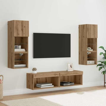 vidaXL TV Wand Eenheid 6 st Artisan Eiken Bewerkt hout, Verzenden, Nieuw