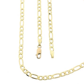 Gouden figaro schakelketting; 14 karaat; 60,5 cm, Handtassen en Accessoires, Ophalen of Verzenden, Gebruikt, Goud, Goud